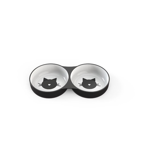 Picture of Elegant Double Ceramic Cat Bowl – 2×150ml